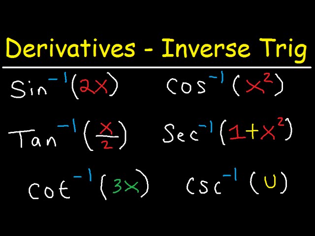 Derivatives Of Inverse Trigonometric Functions Sin 1 2x Cos 1 X 2 Tan 1 X 2 Sec 1 1 X 2 Youtube