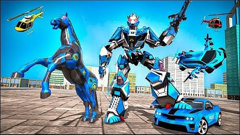 US Police Horse Robot Car: Flying Horse Car Transform Game 2021 - Android Gameplay