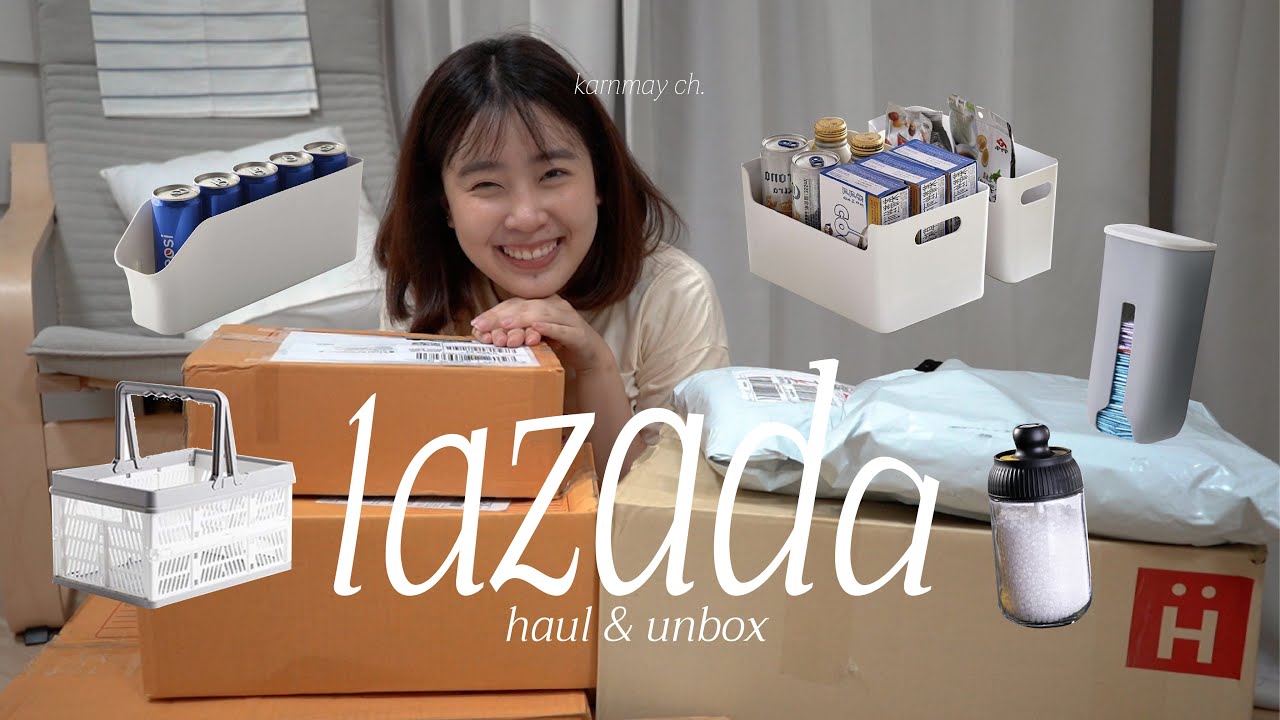 lazada haul 📦 แกะกล่องของใช้ในบ้าน , ของจัดระเบียบตู้เย็น สไตล์มินิมอล 🤍 / KARNMAY