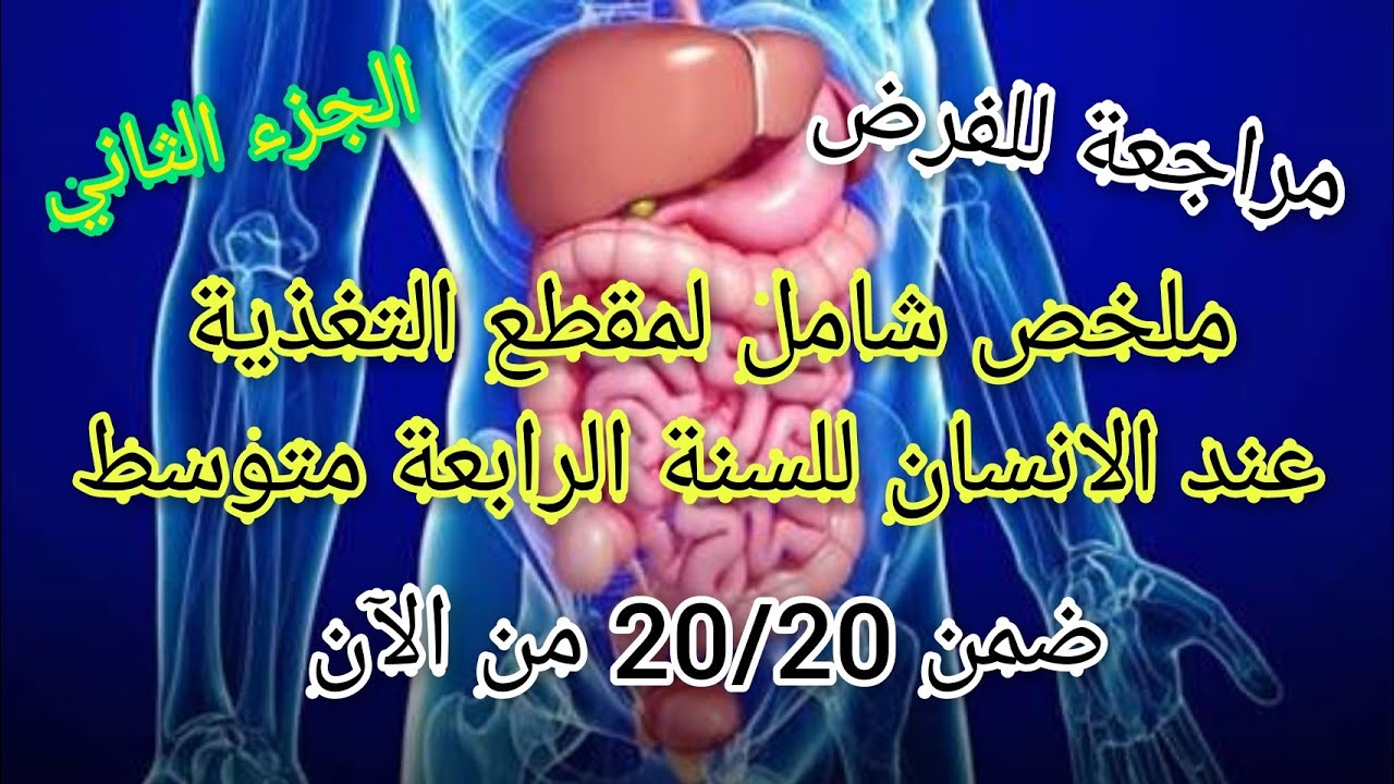 ملخص رائع و شامل| المقطع الأول:التغذية عند الانسان| للسنة الرابعة متوسط