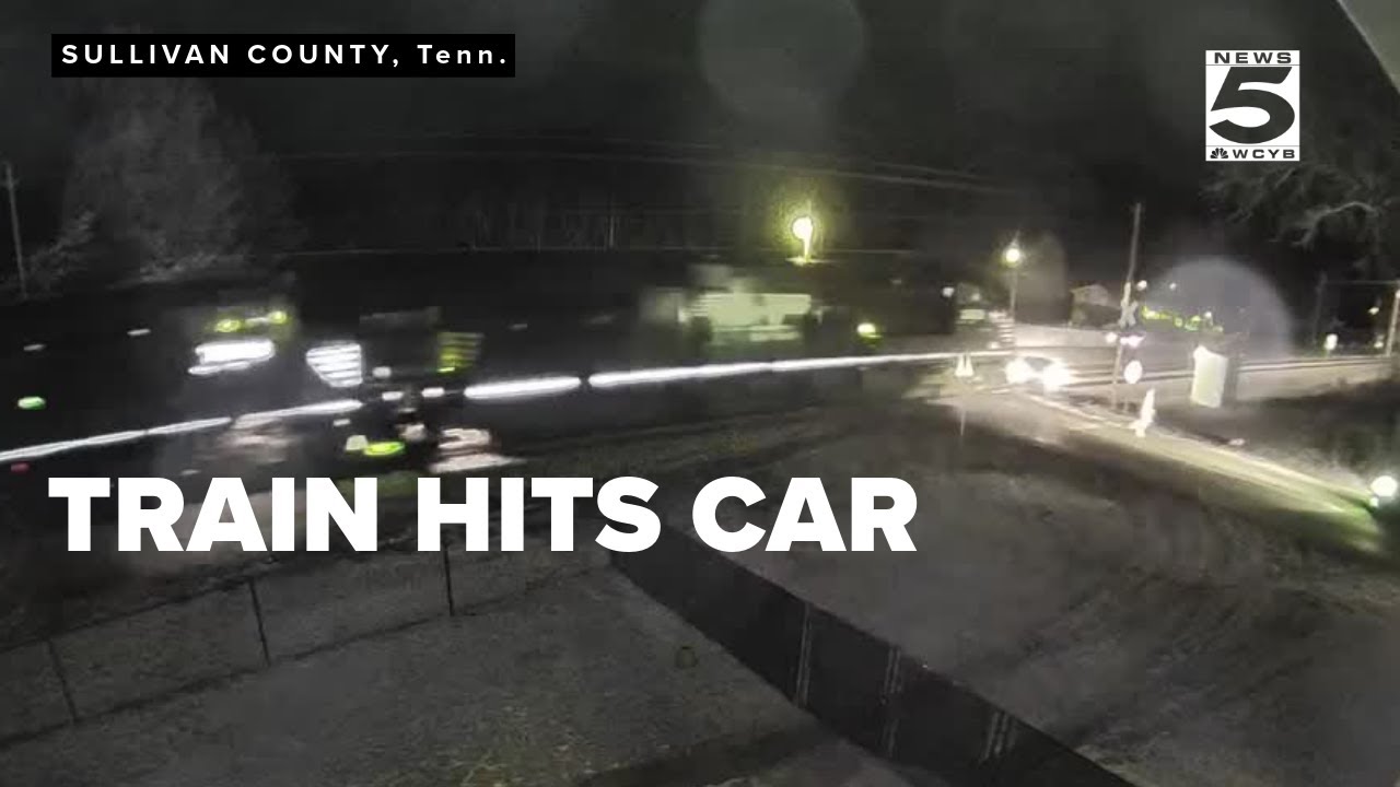 Train hits car stuck on tracks in Sullivan County - YouTube