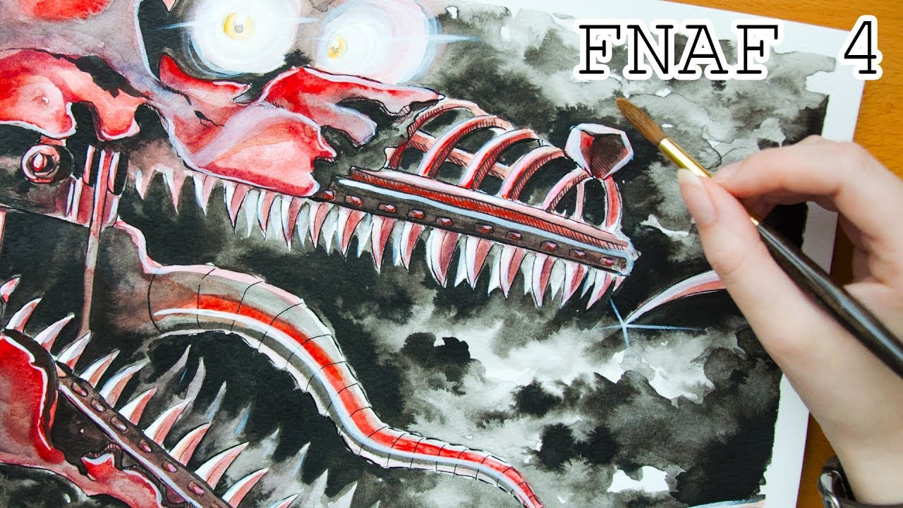 Speed Painting Drawing Fnaf 4 Nightmare Foxy Ink Illustration