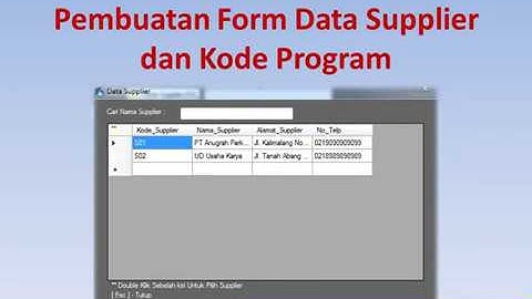 Tutorial VB.net Lengkap : Bab 2.10 Form Data Supplier