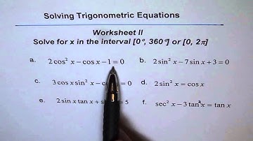 Trigonometric Equations Worksheet 2 - EDEXCEL - GCSE - SAT