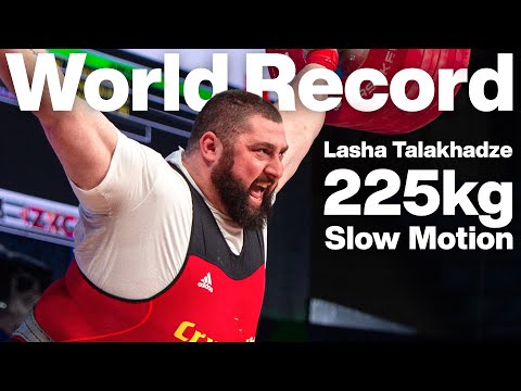 Lasha Talakhadze 225kg Snatch World Record Slow Motion 2021 World Weightlifting Championships [4k]