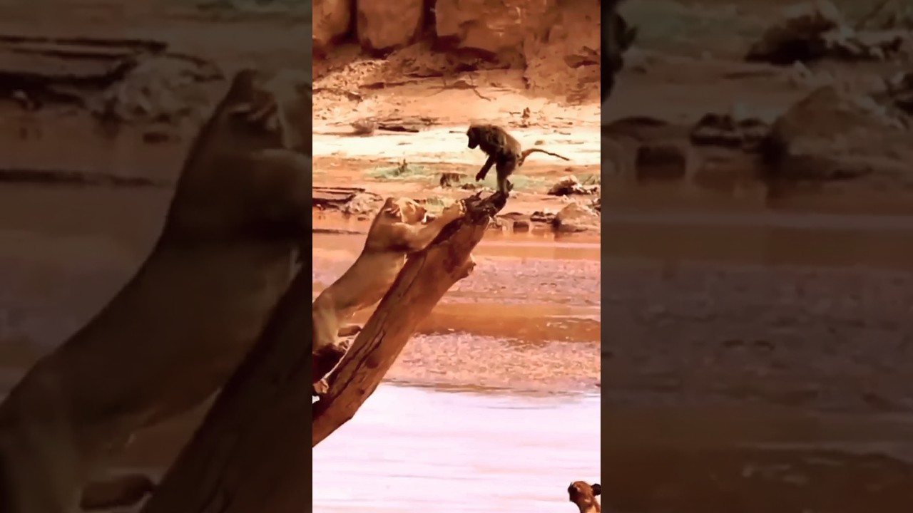lion attack monkey 