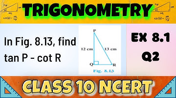 Class 10 | Ex 8.1 Q2 | Trigonometry | Chapter 8 NCERT | In Fig. 8.13, find tan P - cot R