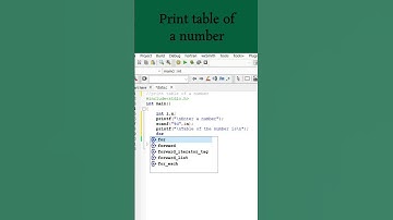 #15 Table of a number || C Program #shorts #shortvideo #cprogramming #coding #loop