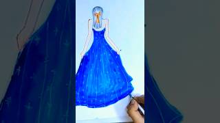 Day 39/100 Day's of Drawing Challenge: Water colour Drops Dress Drawing  #Trending #Satisfying