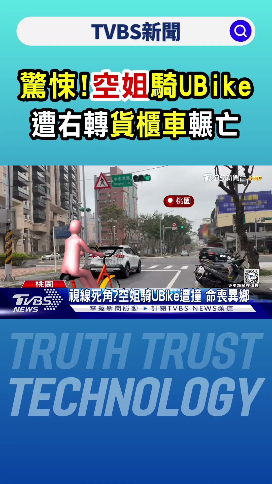 驚悚!空姐騎UBike 遭右轉貨櫃車輾亡｜TVBS新聞 @TVBSNEWS01