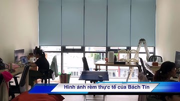 Rèm cuốn văn phòng màu xanh thực tế của khách hàng ở Đà Nẵng | rèm màn Bách Tín