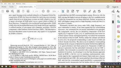 Audio Watermarking Via EMD