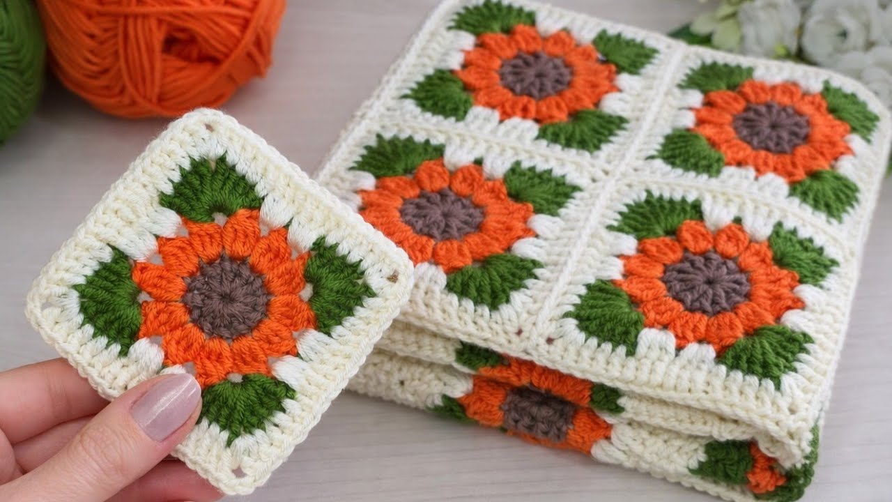 Gorgeous Easy Crochet Blanket Motif Pattern🧡#crochet #knitting #tığişi 