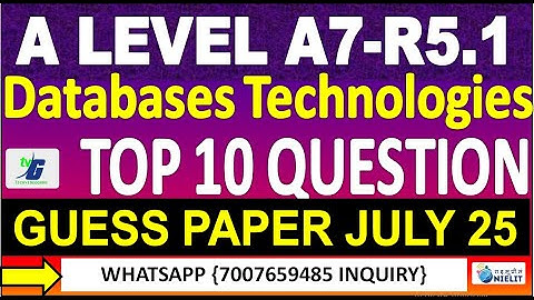 A Level A7-R5.1 GUESS PAPER JULY 2025 Databases Technologies | GUESS PAPER JULY 2025