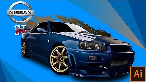 Nissan GTR R34 : Illustrator realistic car illustration : all layers