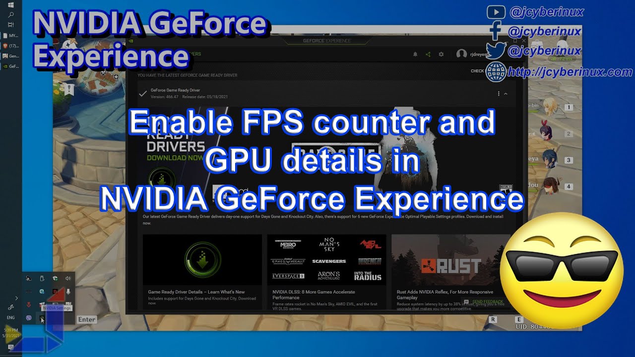 Enable Fps Counter And Gpu Details In Nvidia Geforce Experience Youtube