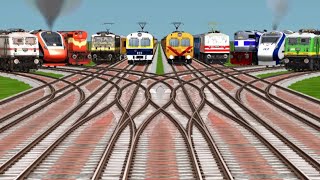 10 Indian Trains 🚏 on Impossible Diamond Crossing Tracks | Train Simulator || train 3d game video screenshot 2