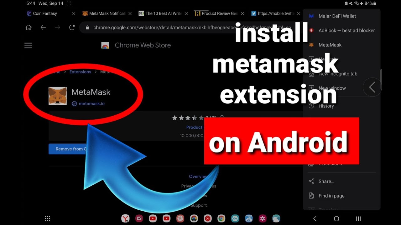 how to install Metamask extension on Android device - YouTube