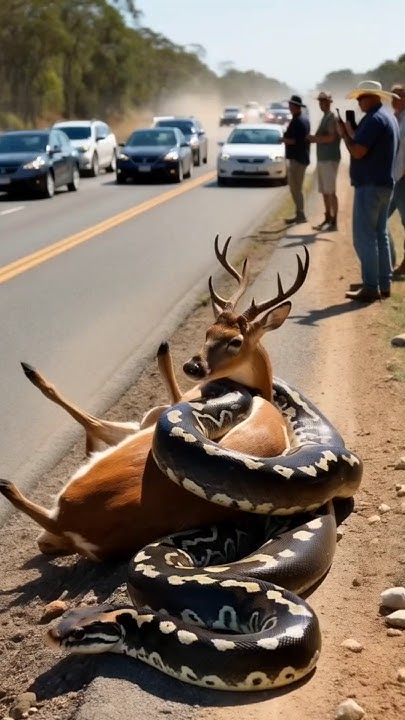 Unbelievable attack of python on deer😱😱 #python #snake #deer #shorts # ...