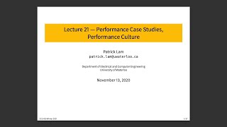 ECE 459 Lecture 21: Performance Culture