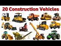 Learn 20 Construction Vehicles Names in Hindi and English with Pictures | Fun Learning Video in Kids