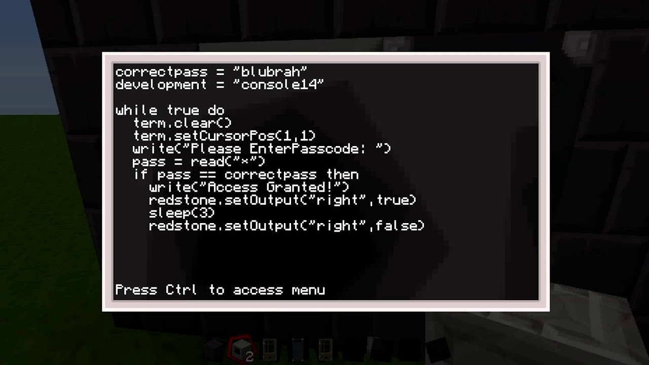 Computer Craft: Advanced Password Lock Tutorial (Minecraft) - YouTube