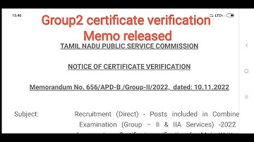 Group2 Memo released || certificate verification || #tnpscgroup2