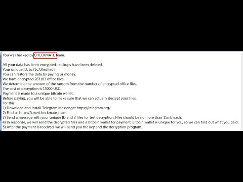 Checkmate Ransomware - Decryption, removal, and lost files