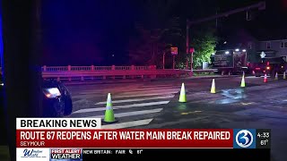Water main break closes Route 67 in Seymour
