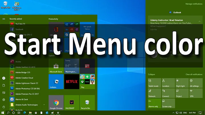 How to Change the Start menu and Action Center color in Windows 10