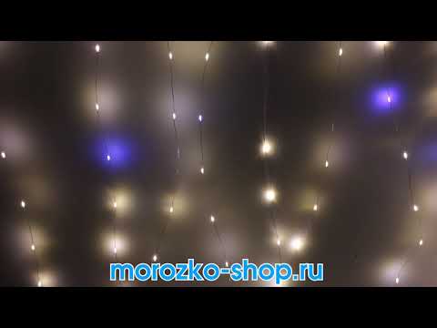 Занавес РОСА мерцающий, 256 тёплых и холодных белых LED (20% флеш), 1.6х1.6+3 м CLLDM256-WW-F-4,5V