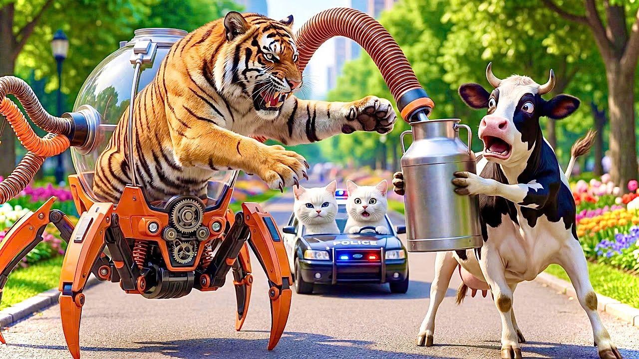 Mama Cat & Kitten Farm Story: Tiger Car Attack & Big Rescue | Funny Animals