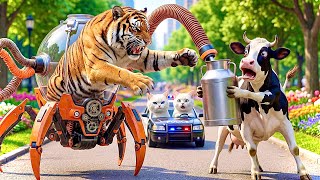 Download Lagu Mama Cat \u0026 Kitten Farm Story: Tiger Car Attack \u0026 Big Rescue | Funny Animals MP3