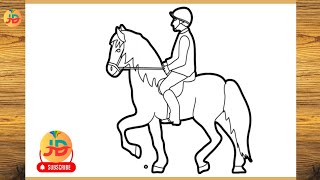 How to Draw a Horse | Horse Drawing Easy Step By Step | Man Riding A Horse 🐎