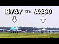 ᴴᴰ ✈ A380 vs. B747 DOUBLE LINEUP on Runway!!