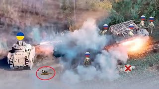 Bradley Ukrainian & Drones FPV Wipe Out Russian T-80 Tank With TOW Missile