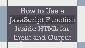 How to Use a JavaScript Function Inside HTML for Input and Output