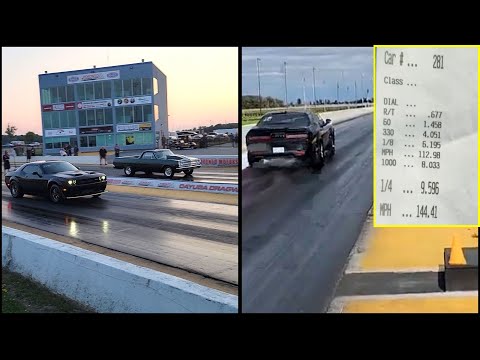 2nd Fastest Redeye challenger on pump gas 94 octane in Canada running 9.59 seconds in a quarter mile with stock motor and stock transmission with a DA of 2100 built by us!<br /><br />CALL CJR TODAY@ (416) 909-9477 or visit us @: <br />https://www.cjrperformance.com <br />https://www.facebook.com/mopartoystore <br />https://www.instagram.com/cjrperformance