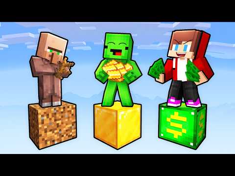 Villager vs Mikey vs JJ: POOR vs RICH ONE BLOCK BATTLE in Minecraft (Maizen)