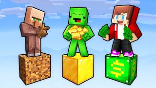 Villager Vs Mikey Vs Jj Poor Vs Rich One Block Battle In Minecraft Maizen