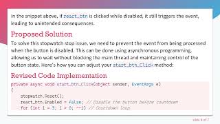 Solving the C#  Stopwatch Issue: Preventing Stops from Disabled Buttons screenshot 3