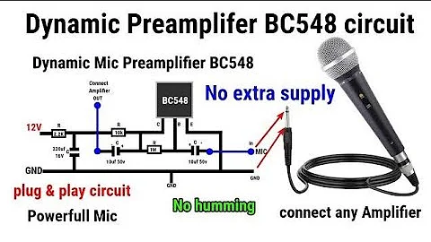 Who to make mic Circuit Diagram BC547&BC548 trinssitor preamp making || diynamic mic.