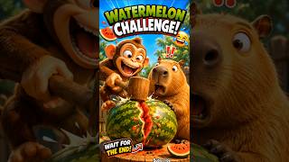 Funny Monkey &amp; Capybara Watermelon Challenge 🍉😂 | Cute 3D Animation Short