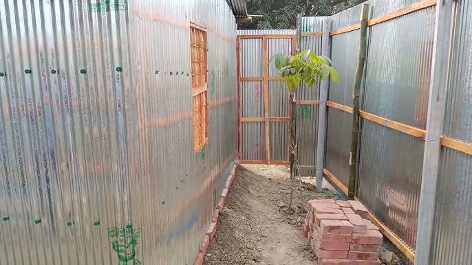 Wood Framed Corrugated Steel Perimeter Yard Fence With Matching Gates And  Garbage Enclosure - Youtube