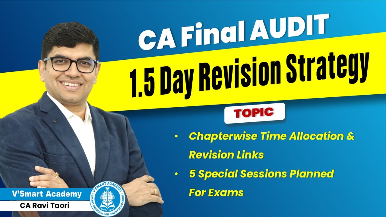 Last 1.5 Days Detailed Revision Strategy & Plan | CA Final Audit | May ...