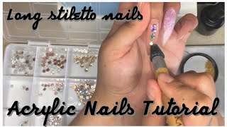 ACRYLIC NAILS NUDE NAILS TUTORIAL LONG NAILS