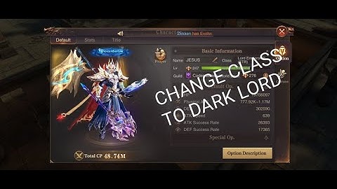 CHANGE CLASS TO DARK LORD (DL) - MU Archangel