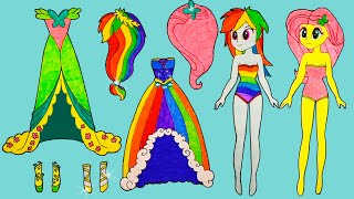 : Paper Dolls Dress up MLP Costumes & shoes handmade Quiet Book Making colorful dresses and hairstyles