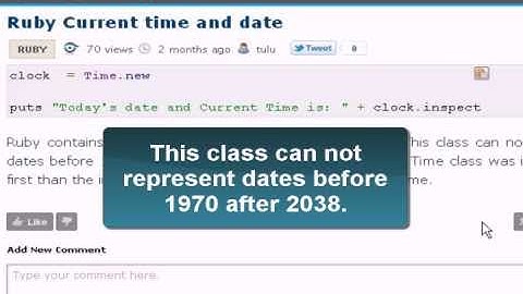 Ruby Tutorial:Ruby Current time and date