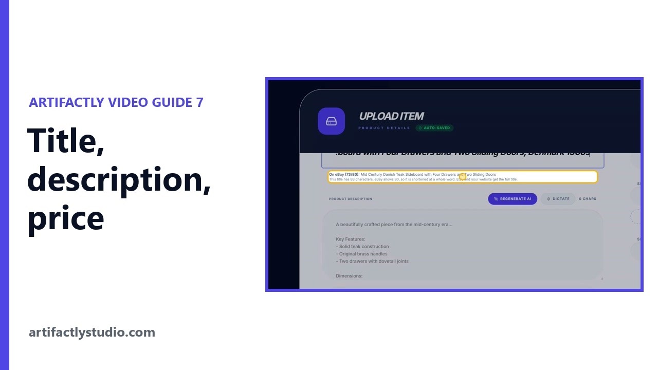 Video guide: List an antique: title, AI description and price